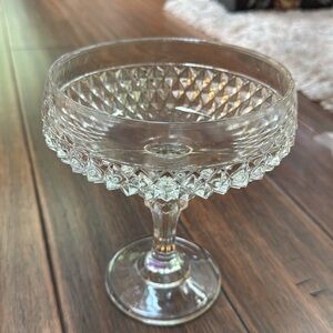 Indiana Glass VINTAGE Diamond Point Pedestal Clear Compote Serving Dish